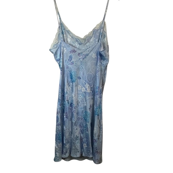 August Silk Blue Floral Lace Chemise Slip Dress Nightgown SZ L - Picture 13 of 13